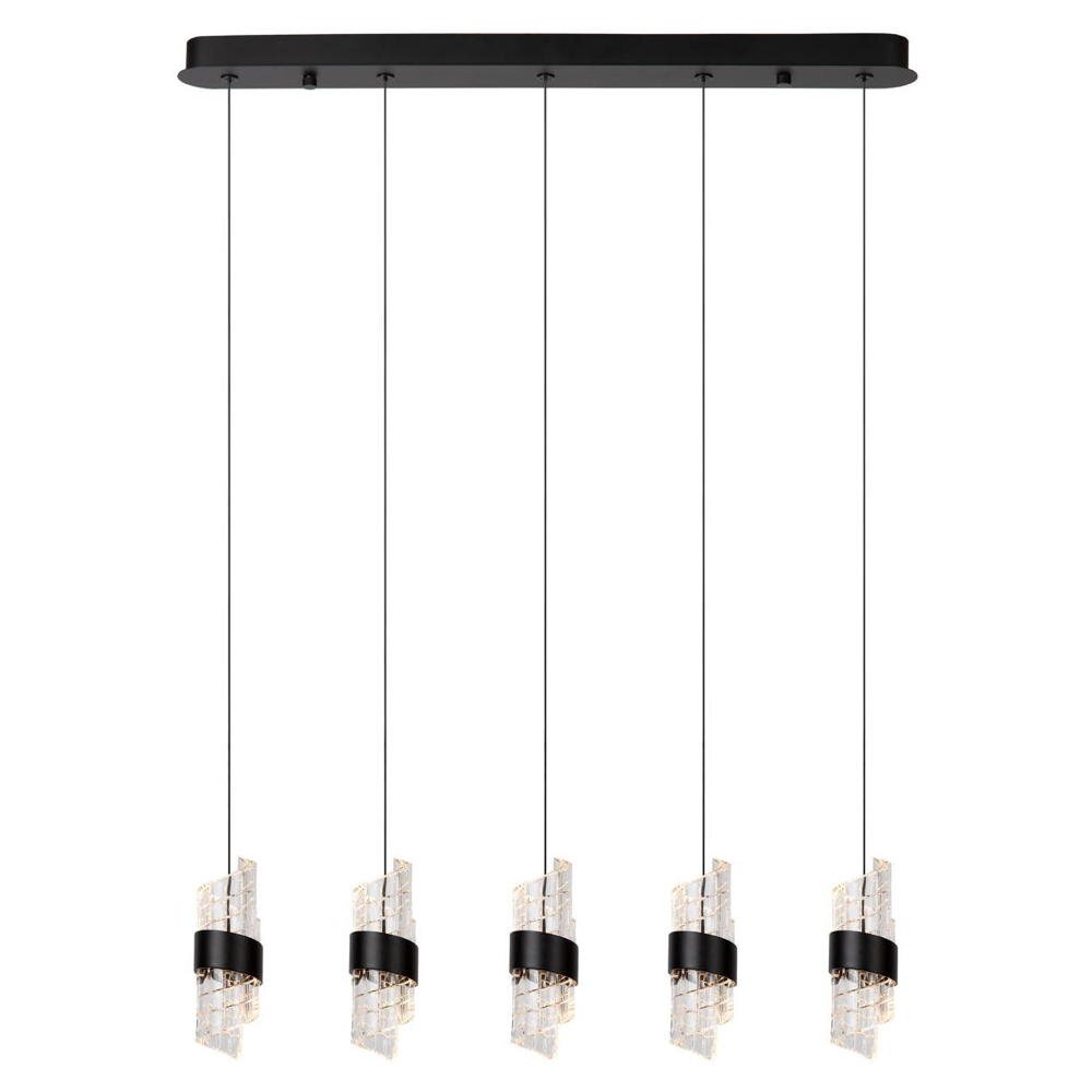 LED Pendelleuchte Kligande in Schwarz und Transparent 5x 7,8W 3100lm