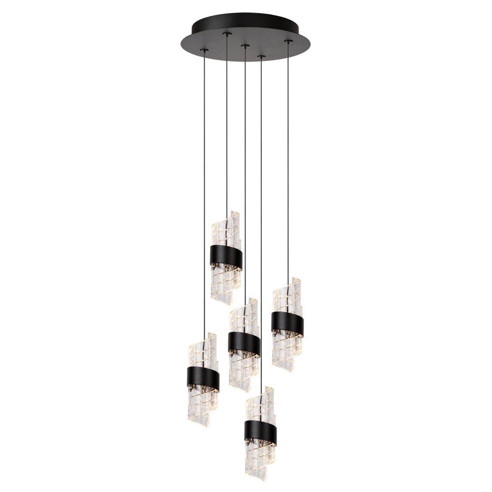 LED Pendelleuchte Kligande in Schwarz und Transparent 5x 8W 2600lm