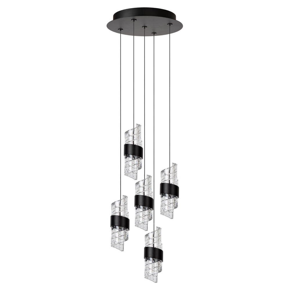 LED Pendelleuchte Kligande in Schwarz und Transparent 5x 8W 2600lm günstig online kaufen