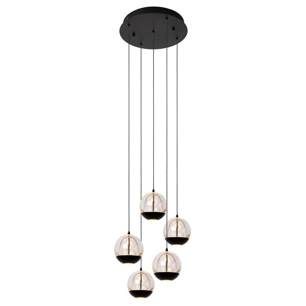 LED Pendelleuchte Sentubal in Schwarz und Transparent 5x 5,2W 1050lm günstig online kaufen