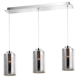 Pendelleuchte Blake in Rauchglas und Chrom E27 3-flammig...