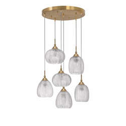 Pendelleuchte Vario in Transparent und Gold E14 6-flammig