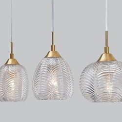 Pendelleuchte Vario in Transparent und Gold E14 3-flammig