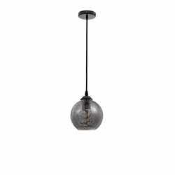 Pendelleuchte Adelina in Rauchglas und Schwarz E27