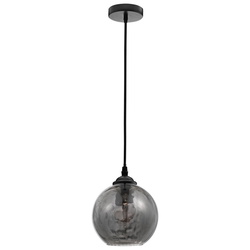 Pendelleuchte Adelina in Rauchglas und Schwarz E27