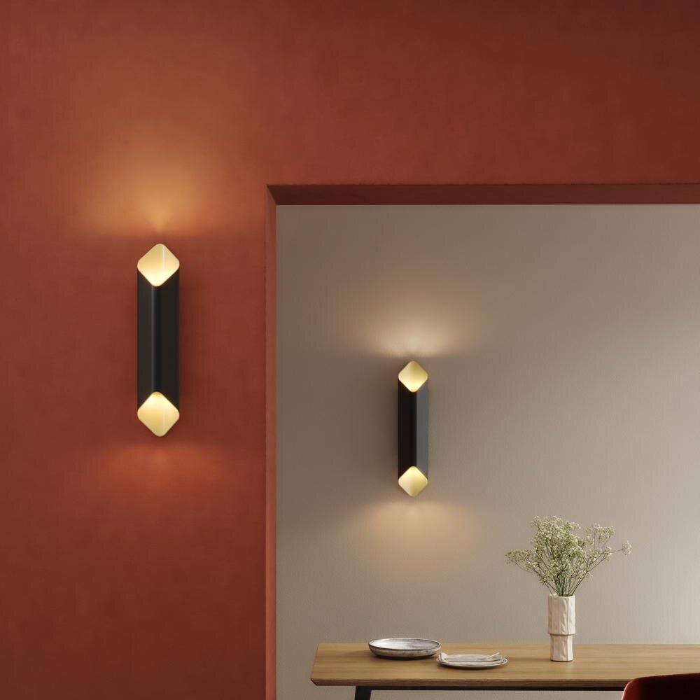 LED Wandleuchte Ako in Schwarz-matt und Gold 2x 7,95W 483lm günstig online kaufen