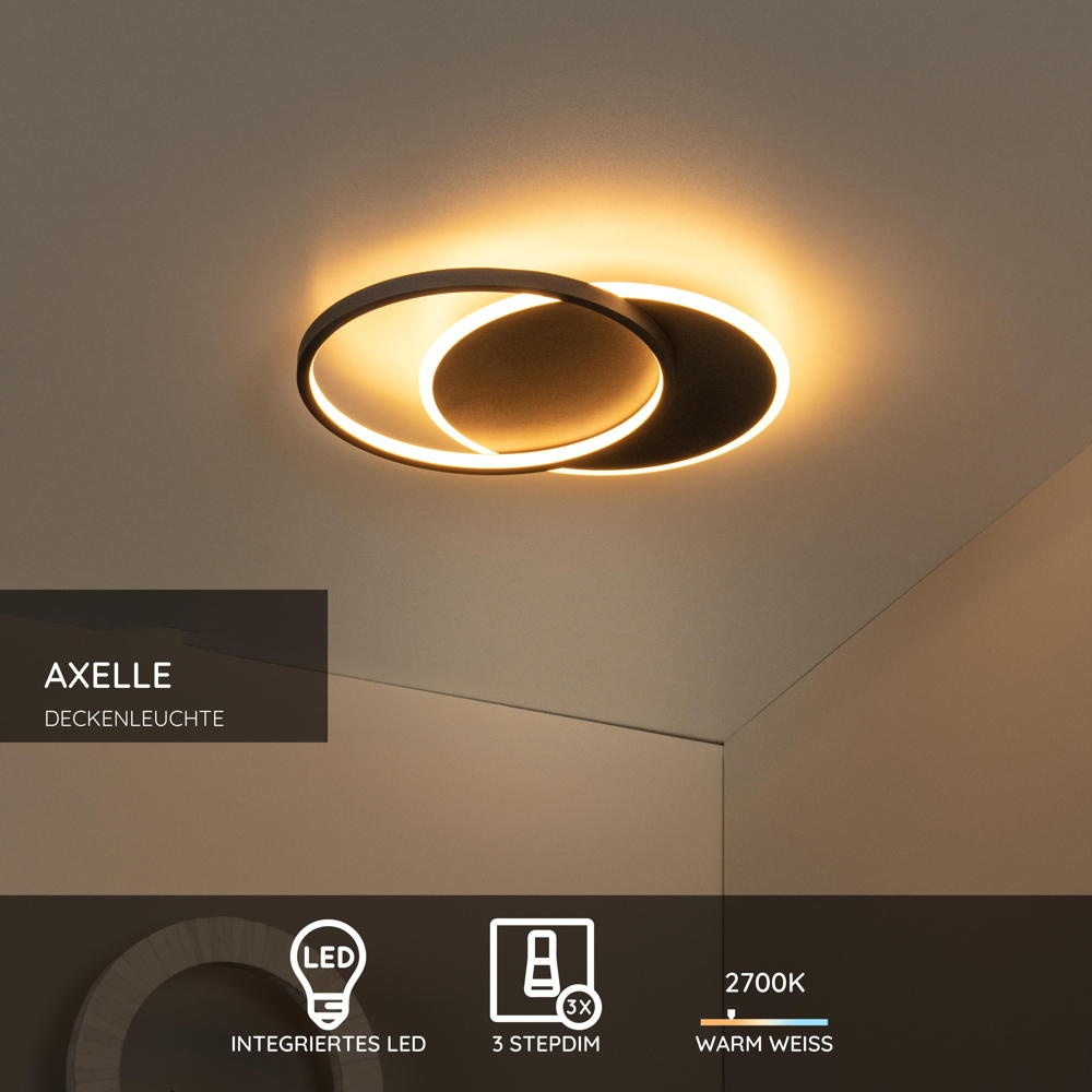 LED Deckenleuchte Axelle in Schwarz 2x 12W 1200lm günstig online kaufen