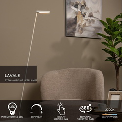 LED Stehleuchte mit Lesearm Lavale in Weiß 3W 130lm