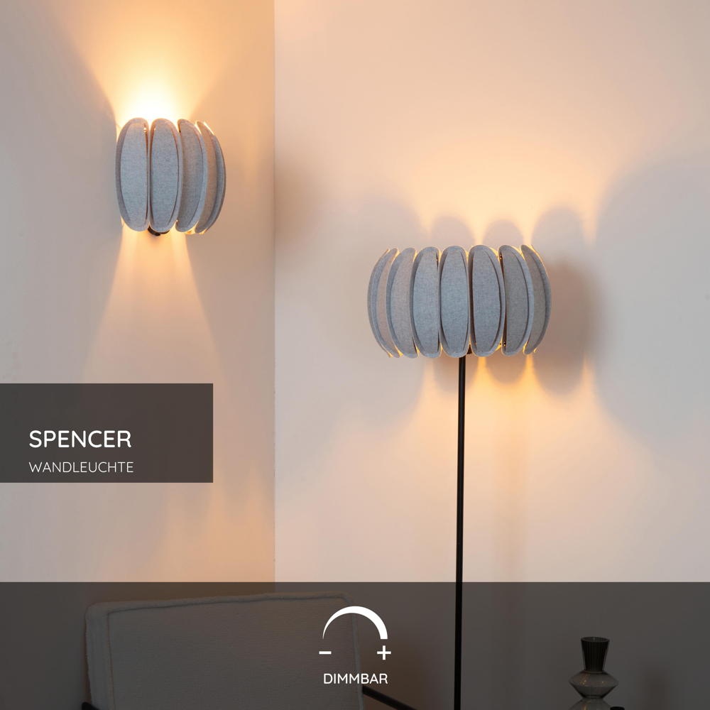 Wandleuchte Spencer in Grau E27 günstig online kaufen