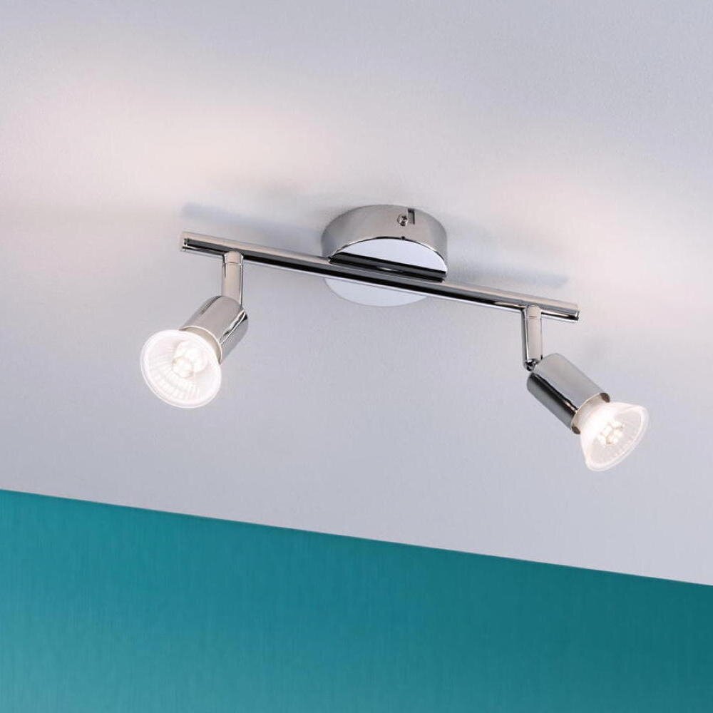 Paulmann Carolina Deckenlampe & Deckenbeleuchtung, Deckenlampe & Deckenlicht Wohnzimmer Esszimmer Badezimmer IP44 schlicht Chrom Metall GU10 2-flammig