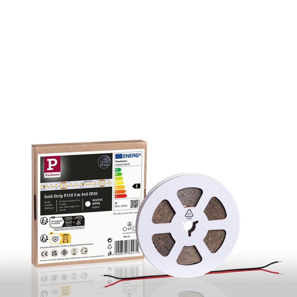 Paulmann ProStrip LED Streifen Wohnzimmer Gaming Flur LED modern Weiß Kunststoff 1-flammig