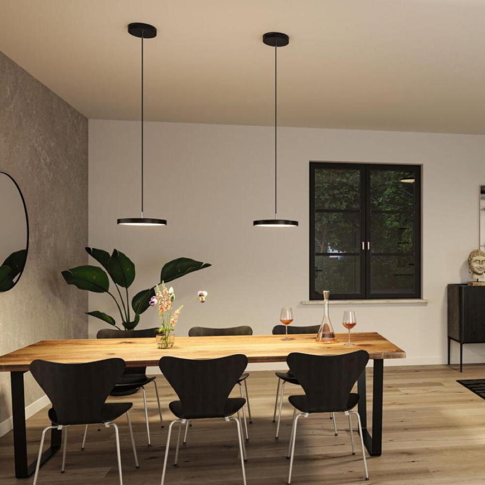 Smarte Zigbee 3.0 LED Pendelleuchte Hildor in Schwarz-matt 17W 1000lm günstig online kaufen