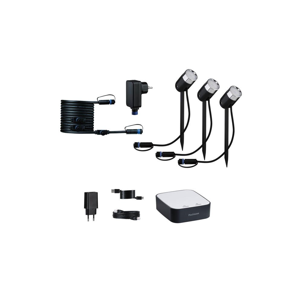 Paulmann Plug & Shine Pike Beleuchtungssysteme Garten Terrasse LED IP65 modern Anthrazit Kunststoff 3-flammig