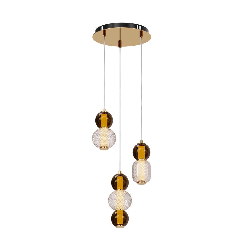 LED Pendelleuchte Drop in Gold und Transparent 3x 11W 4000lm günstig online kaufen