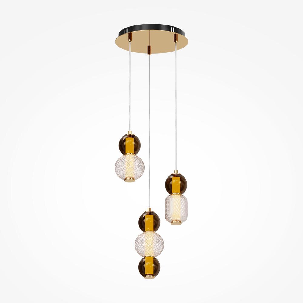 LED Pendelleuchte Drop in Gold und Transparent 3x 11W 4000lm