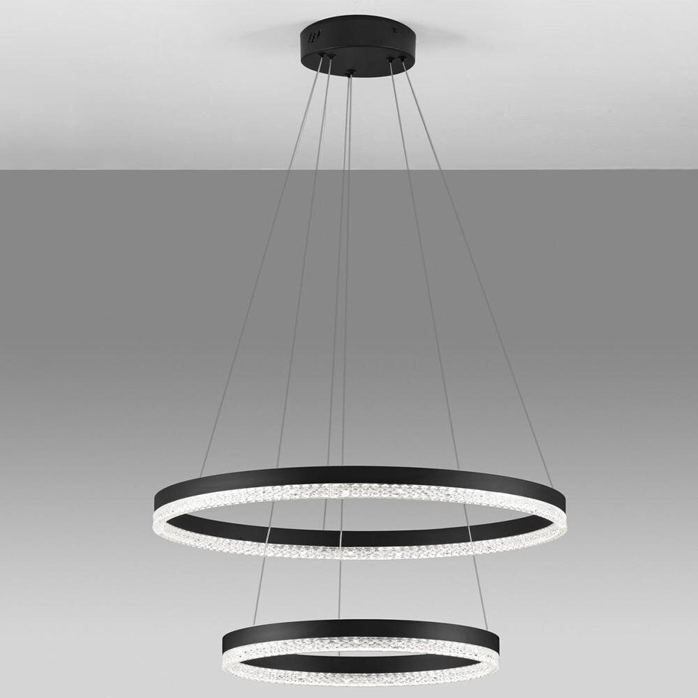 LED Pendelleuchte Adria in Schwarz und Transparent 2x 26W 5684lm