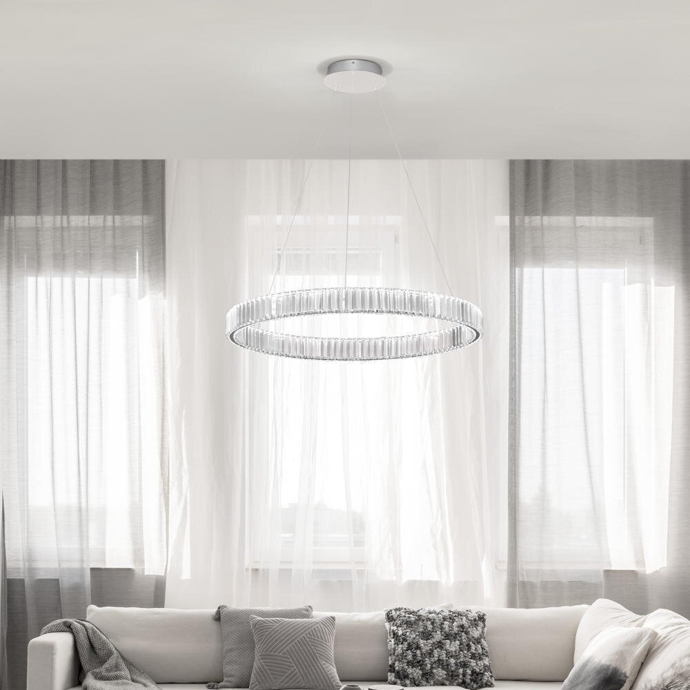 LED Pendelleuchte Aurelia in Chrom und Transparent 47W 4895lm