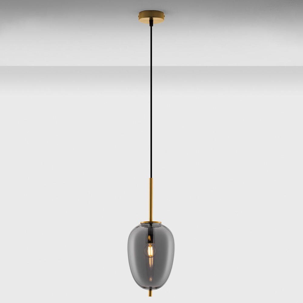 Pendelleuchte Lato VI in Schwarz-transparent und Gold E27