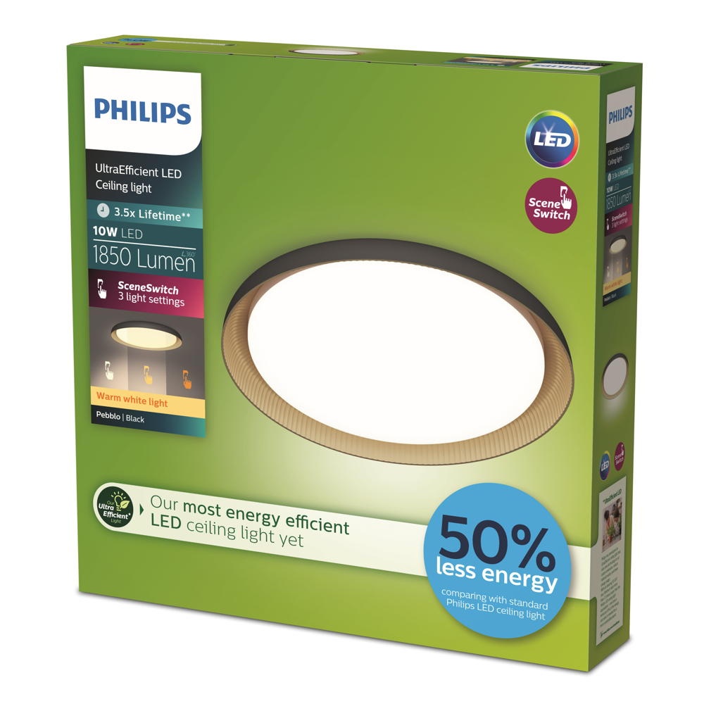 LED Deckenleuchte Pebblo in Schwarz und Beige 10W 1850lm günstig online kaufen