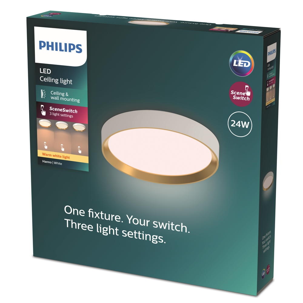 LED Deckenleuchte Hanno in Weiß und Gold 24W 2700lm günstig online kaufen