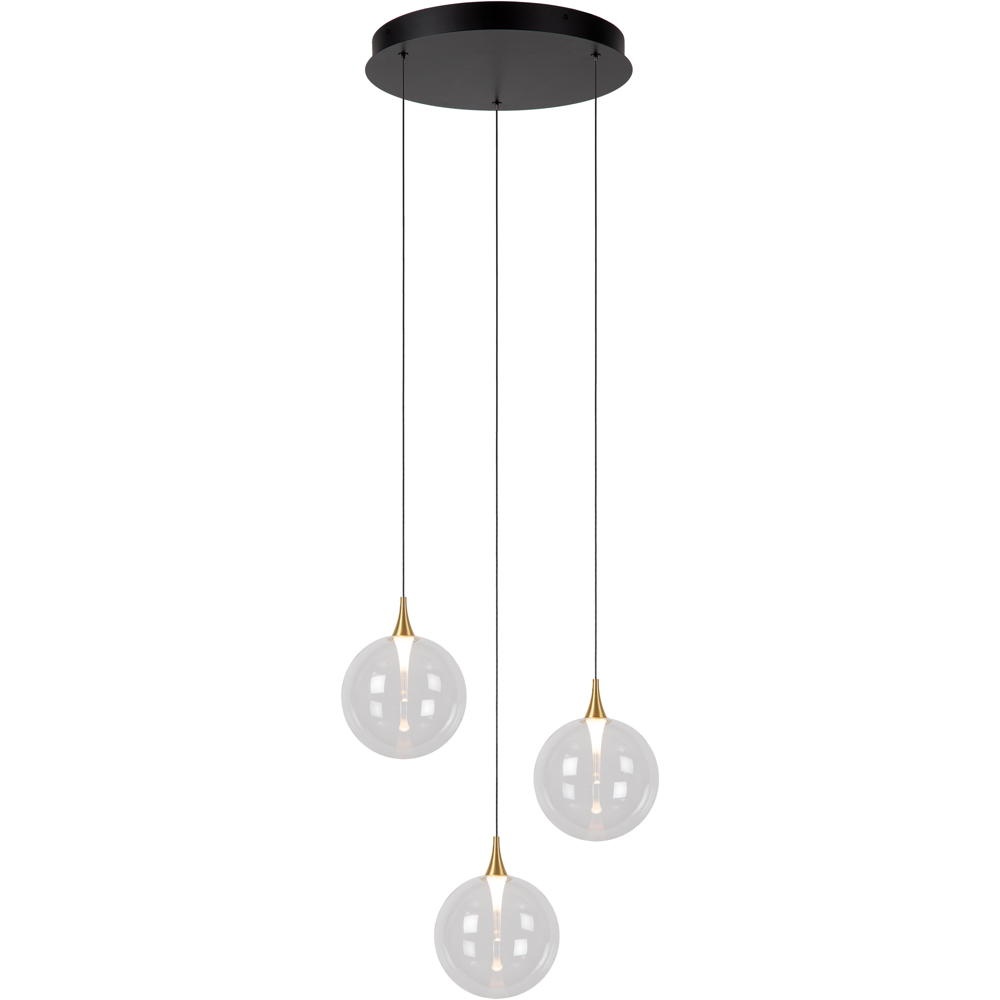 LED Pendelleuchte Gisela in Transparent-milchig und Schwarz-matt 3x 3,6W 1035lm