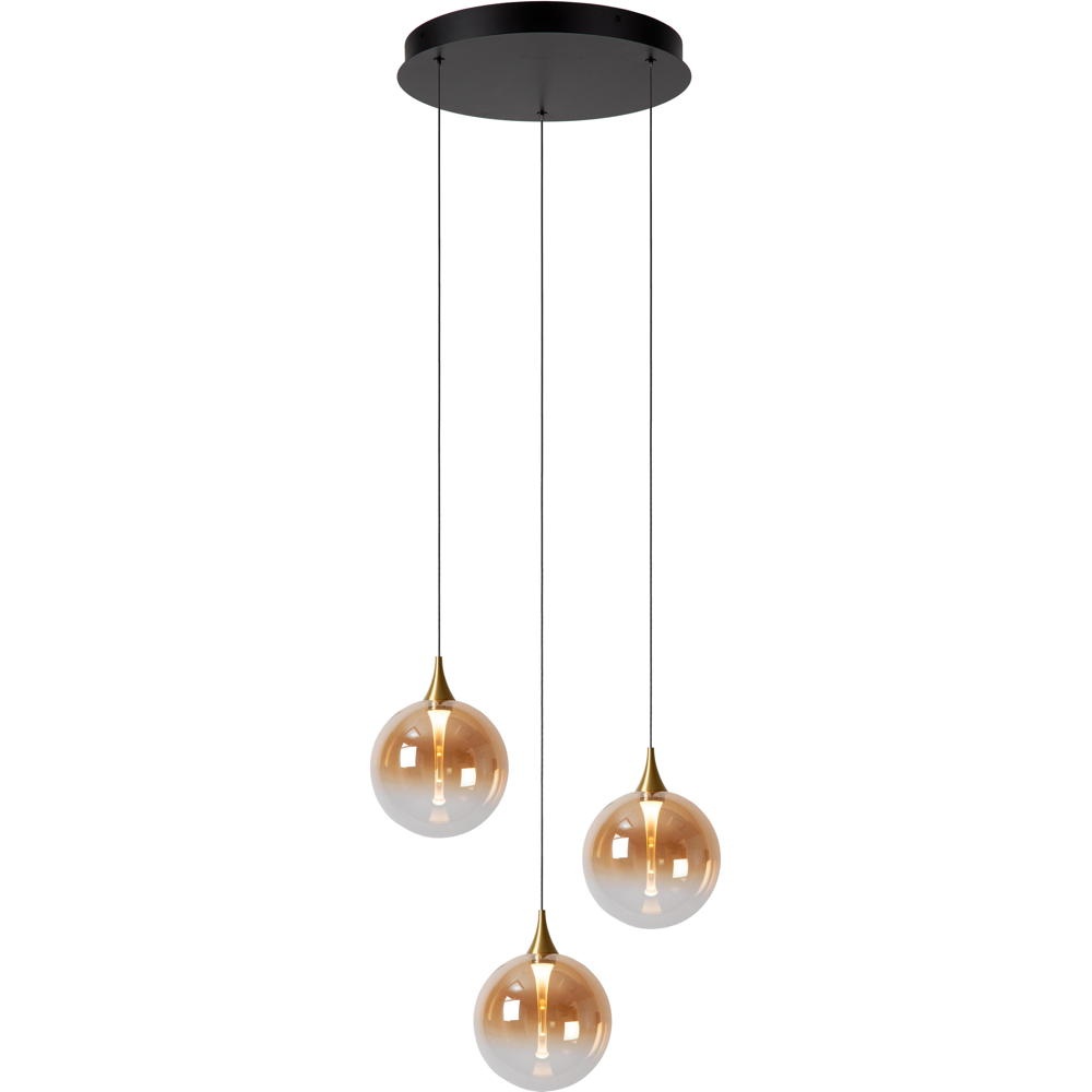 LED Pendelleuchte Gisela in Gold-transparent und Schwarz-matt 3x 3,6W 939lm günstig online kaufen