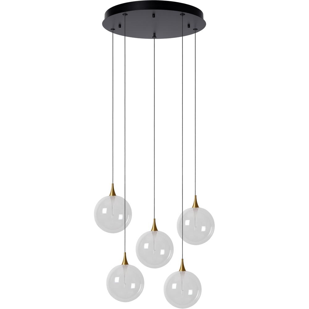 LED Pendelleuchte Gisela in Transparent-milchig und Schwarz-matt 5x 3,8W 1640lm