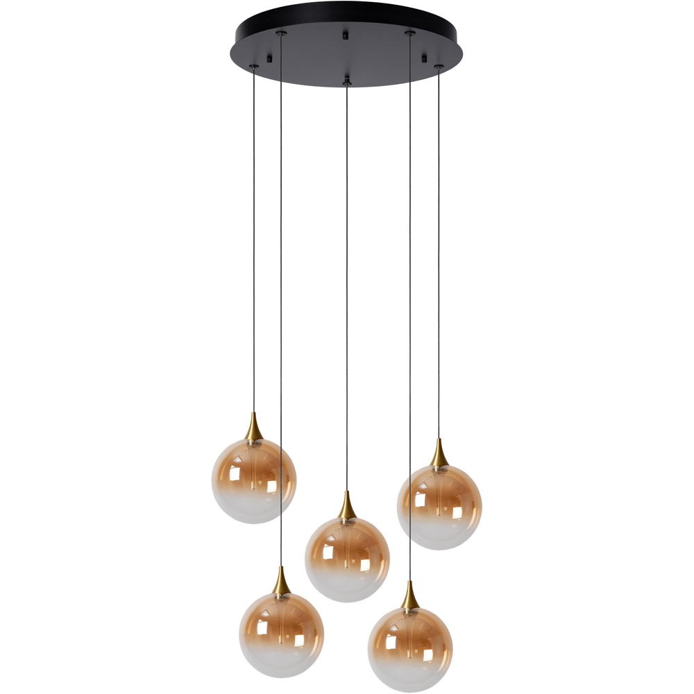 LED Pendelleuchte Gisela in Gold-transparent und Schwarz-matt 5x 3,8W 1490lm