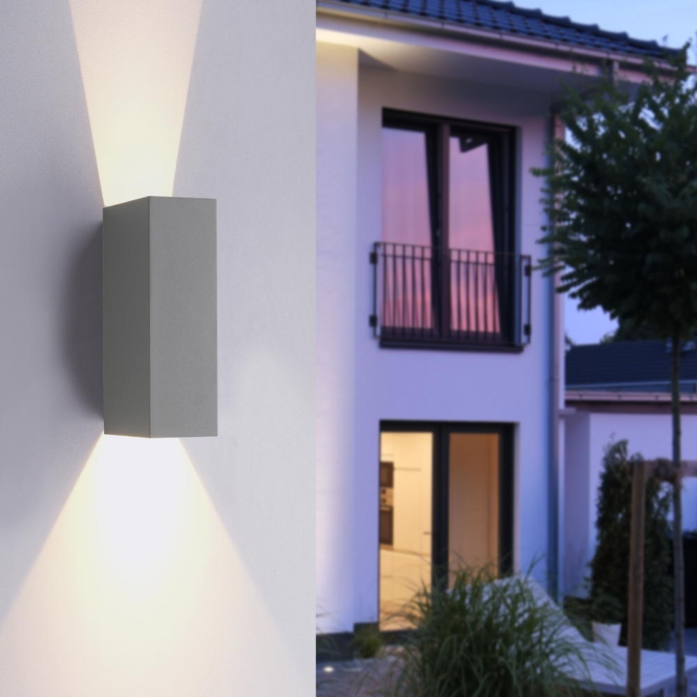 LED Wandleuchte Block in Grau 2x 1,5W 280lm IP54