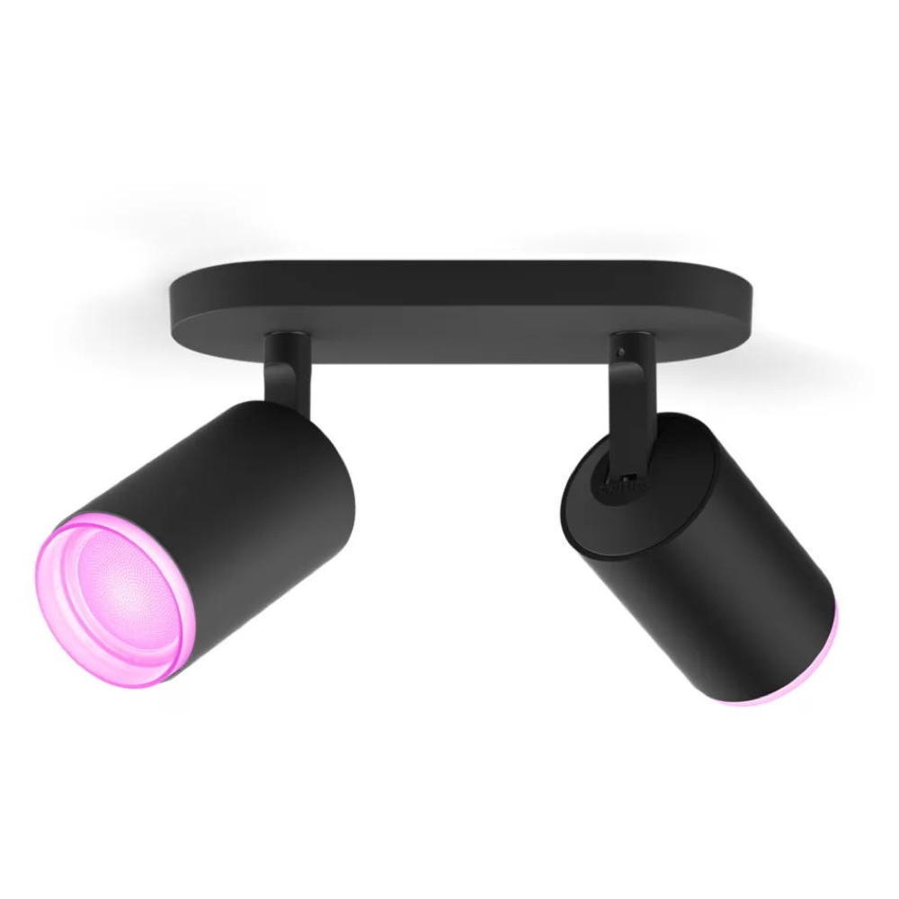 Philips Hue Bluetooth White & Color Ambiance Deckenspot Fugato in Schwarz 2x GU10 4,2W 350lm