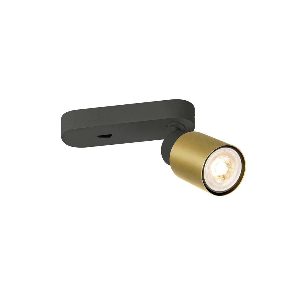 Wand- und Deckenleuchte Puri 2.0 Tube in Gold und Schwarz 6W GU10 mit Schal günstig online kaufen