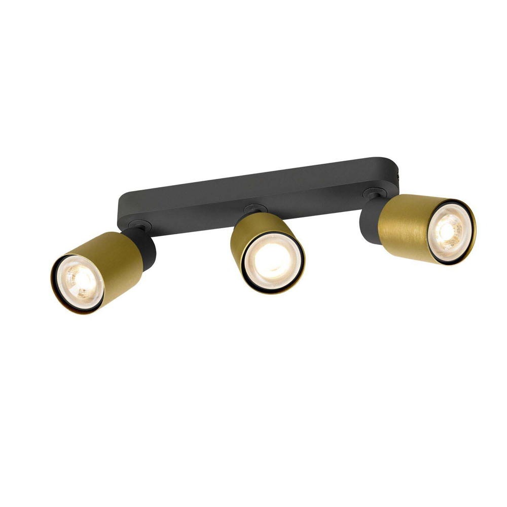 Wand- und Deckenleuchte Puri 2.0 Tube in Gold und Schwarz 6W GU10 3-flammig günstig online kaufen