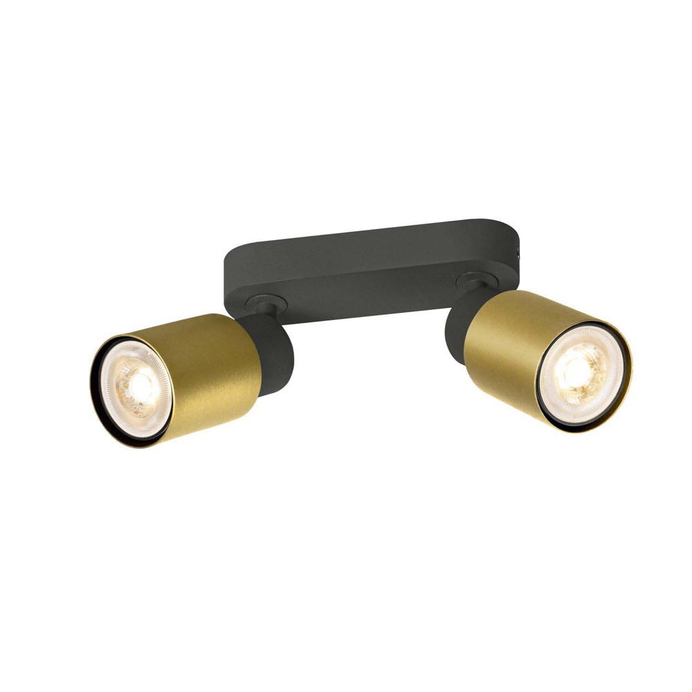 Wand- und Deckenleuchte Puri 2.0 Tube in Gold und Schwarz 6W GU10 2-flammig günstig online kaufen