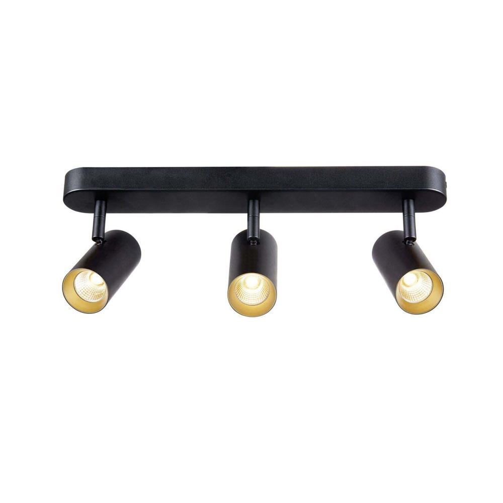 LED Led Wand- und Deckenleuchte Noblo in Schwarz und Gold 3X 19W 7050Lm günstig online kaufen