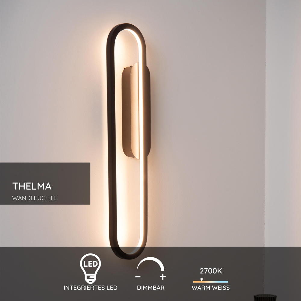 LED Wandleuchte Thelma in Schwarz 24W 550lm günstig online kaufen