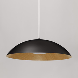 LED Pendelleuchte Glim in Schwarz und Natur 42W 2015lm