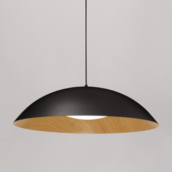LED Pendelleuchte Glim in Schwarz und Natur 42W 2015lm