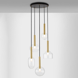 Pendelleuchte Amelia in Transparent und Gold G9 5-flammig