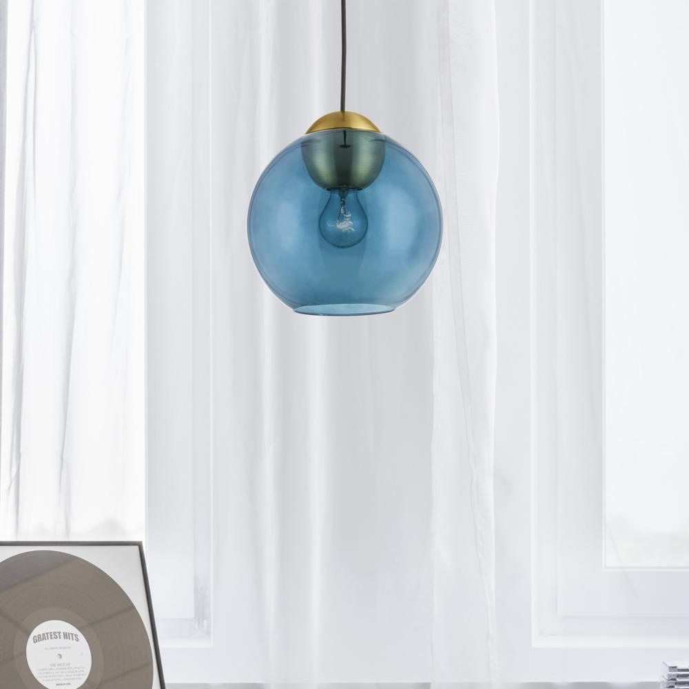 Pendelleuchte Midori in Blau und Gold E27 günstig online kaufen