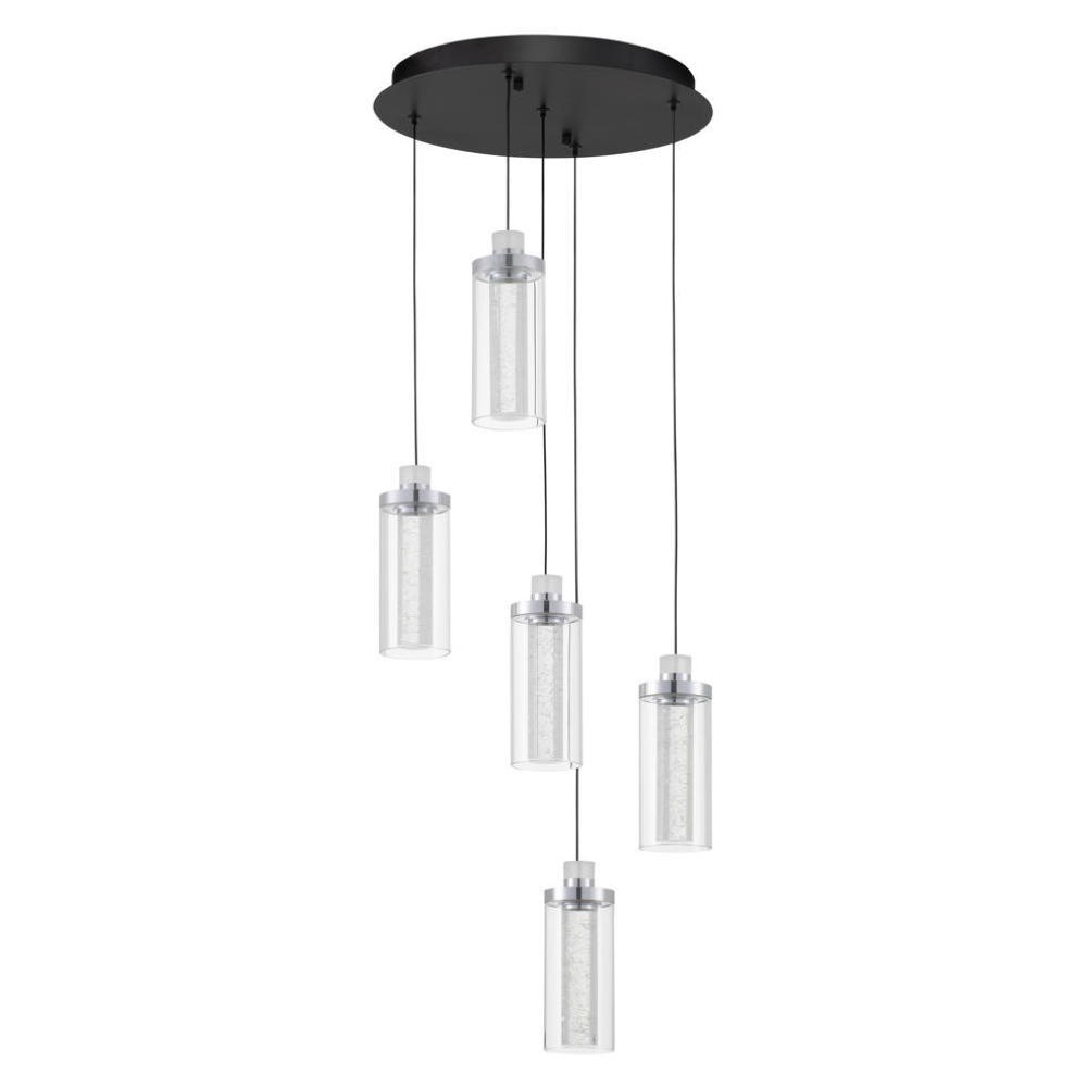 LED Pendelleuchte Lune in Transparent und Chrom 5x 7,6W 1254lm günstig online kaufen