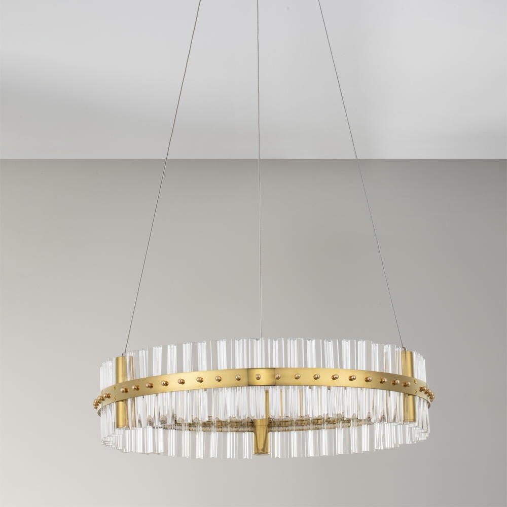 LED Pendelleuchte Kezo in Transparent und Gold 45W 4679lm günstig online kaufen