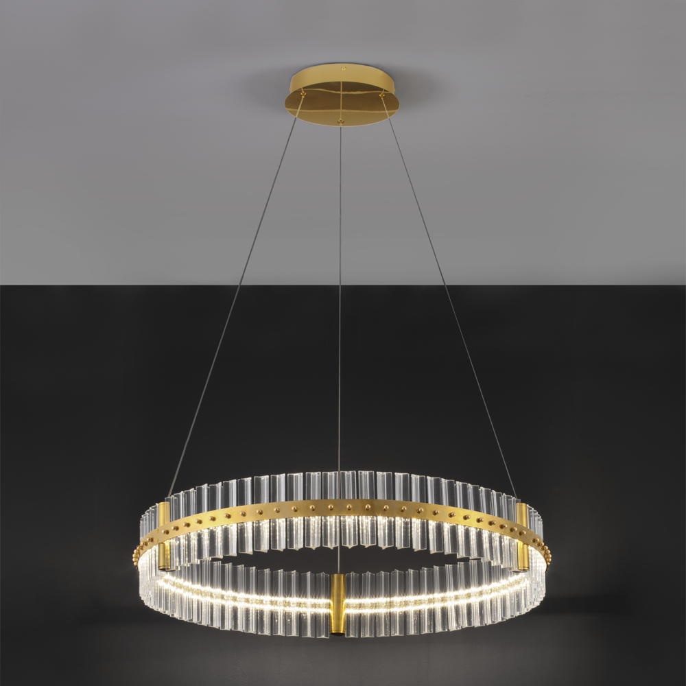 LED Pendelleuchte Kezo in Transparent und Gold 56W 6339lm günstig online kaufen