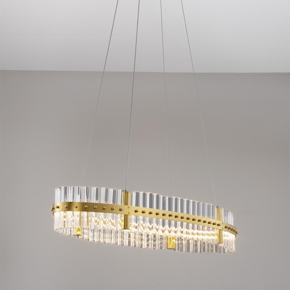 LED Pendelleuchte Kezo in Transparent und Gold 45W 4402lm günstig online kaufen