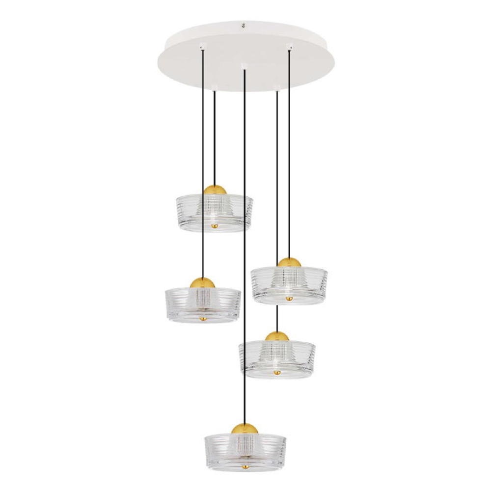 LED Pendelleuchte Keros in Transparent und Gold 5x 4,6W 1554lm günstig online kaufen