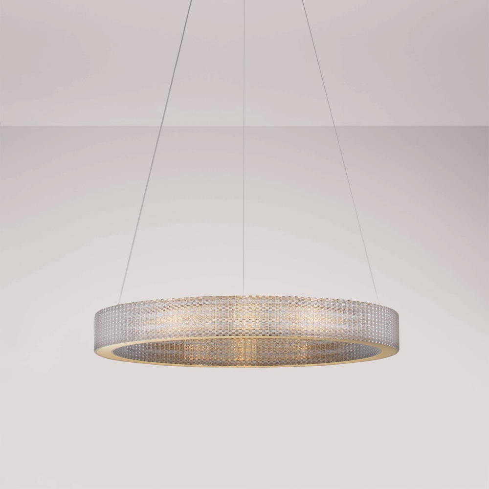 LED Pendelleuchte Kinara in Transparent und Gold 70W 5286lm günstig online kaufen