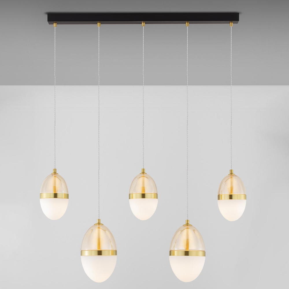 LED Pendelleuchte Egna in Gold und Weiß 5x 11,6W 5943lm günstig online kaufen