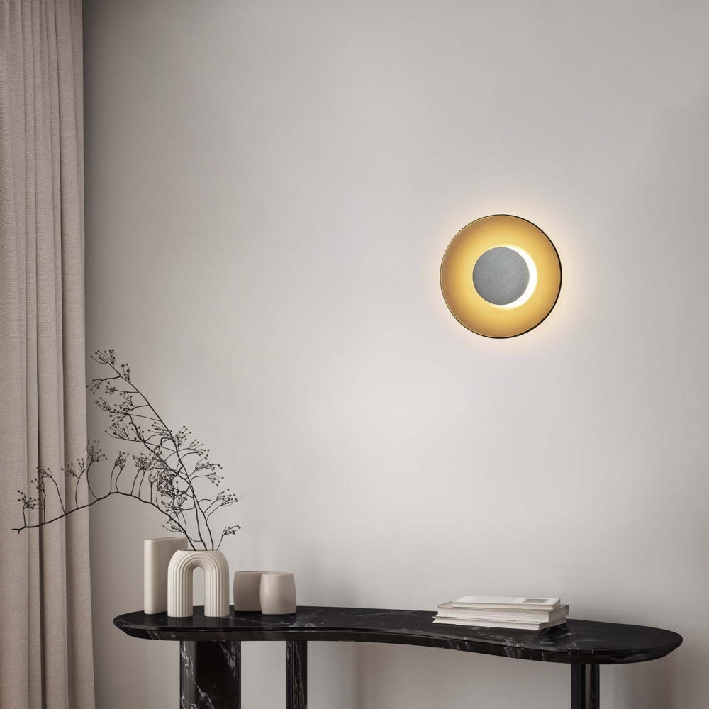 LED Wandleuchte Esti in Nickel und Braun 17W 248lm günstig online kaufen