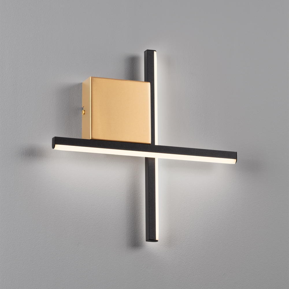 LED Wandleuchte Cross in Schwarz und Gold 10W 660lm günstig online kaufen