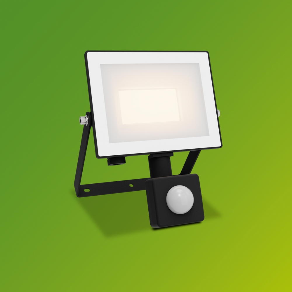 LED Fluter Lois in Schwarz 20W 1800lm IP65 mit Bewegungsmelder und Dämmerun günstig online kaufen