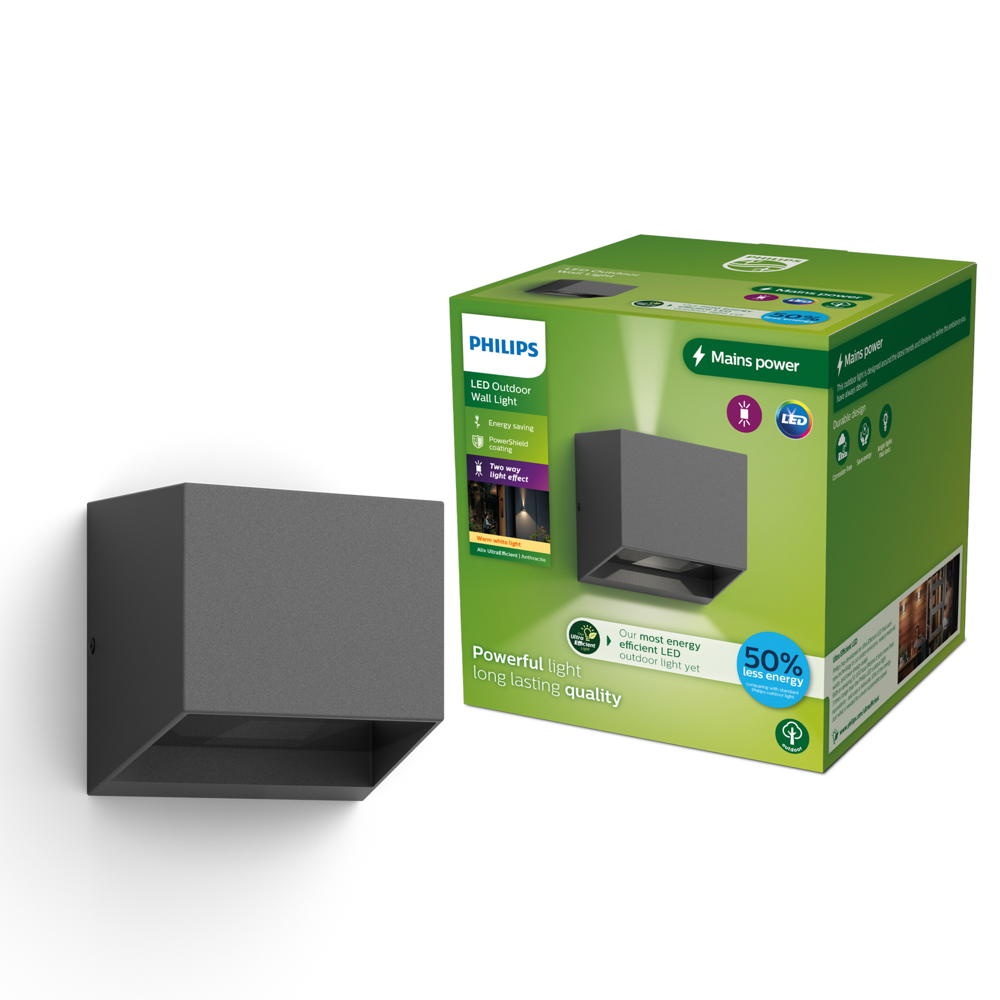Philips LED-Außenwandleuchte Alix UE, anthrazit, Alu, IP44 günstig online kaufen
